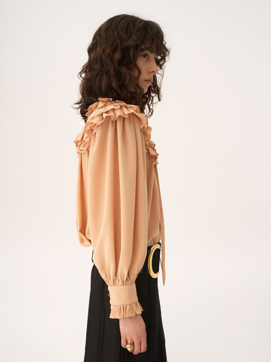 Top oversize &agrave; volants en cr&ecirc;pe de chine - 9