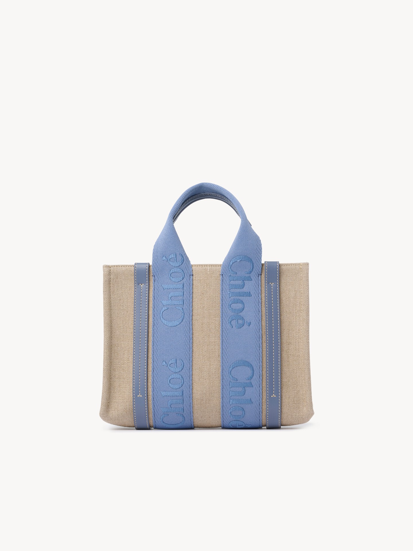 Small Woody tote bag in linen - 5