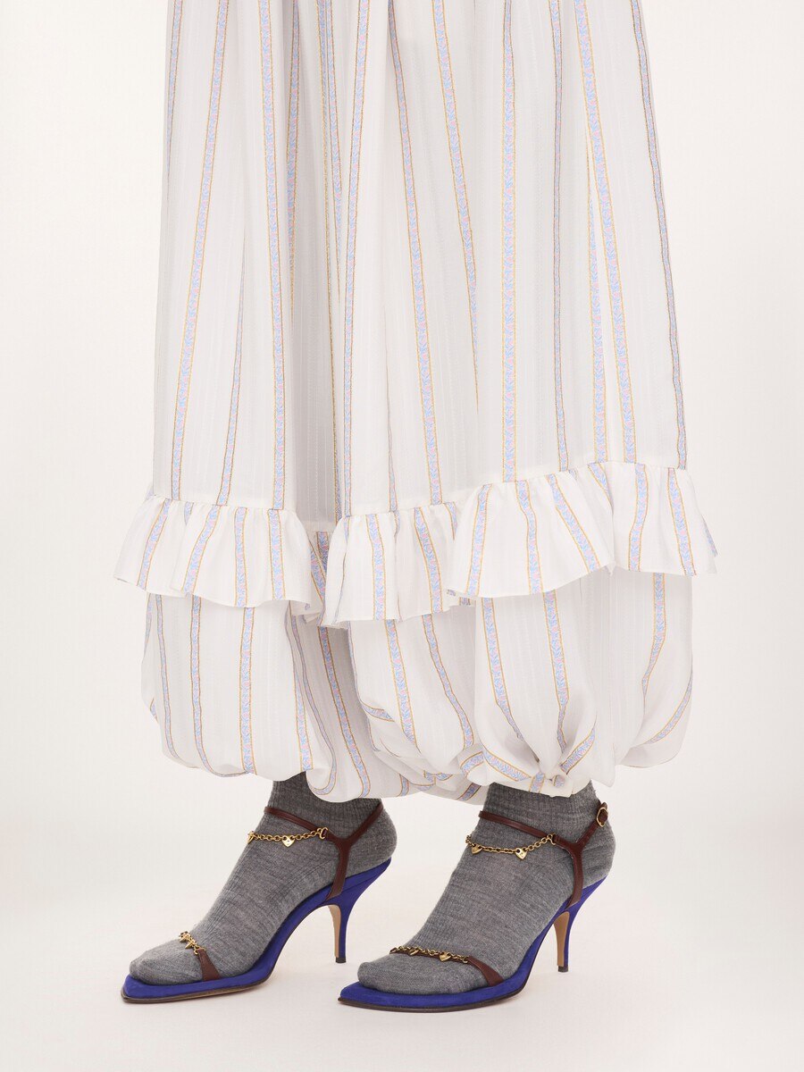 Fluid ruffled pants in silk lurex jacquard - 7