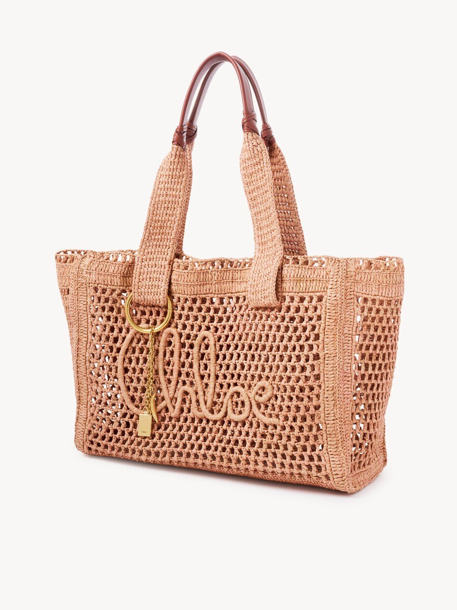 Summer Banana east-west tote bag in raffia - 4