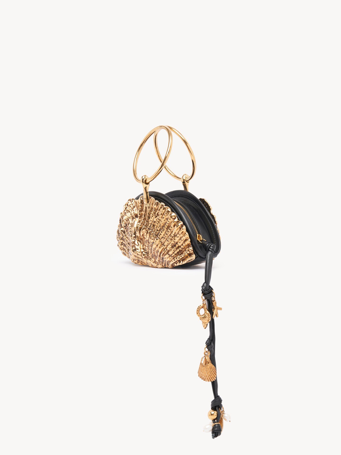 Sea Treasures Shell zipped clutch in soft leather & metal - 4.0