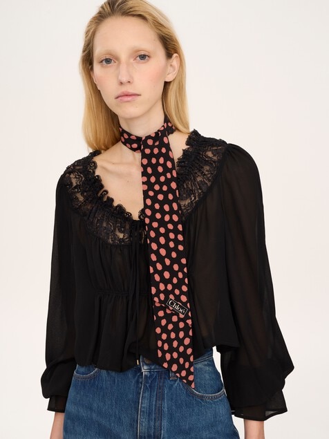 The Chlo&eacute; Spotted bandeau scarf in silk