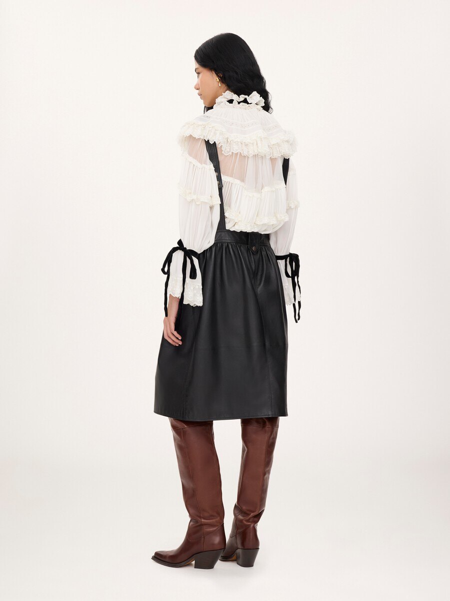 Apron midi dress in leather - 5