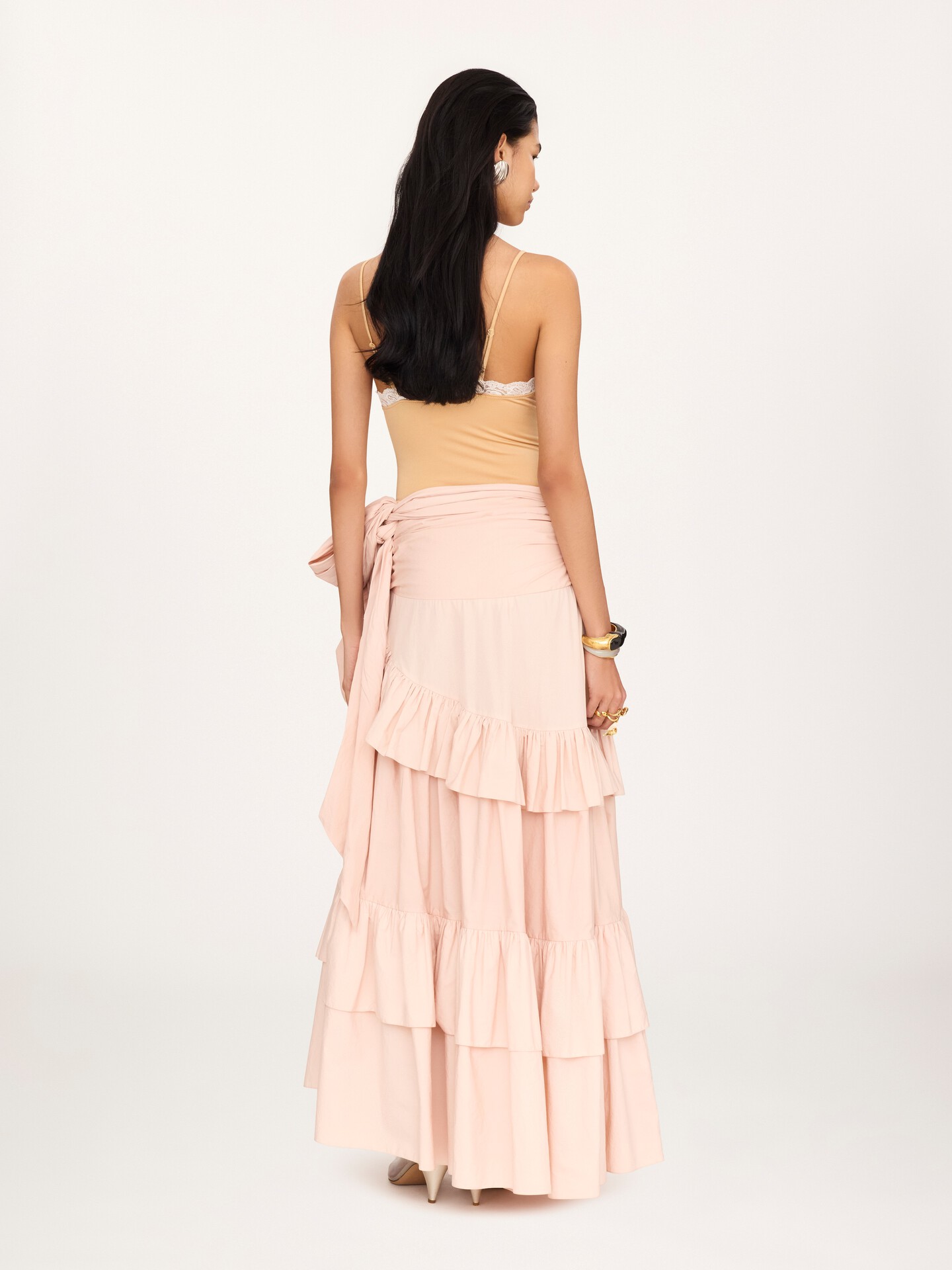 Ruffled long skirt in cotton poplin - 5