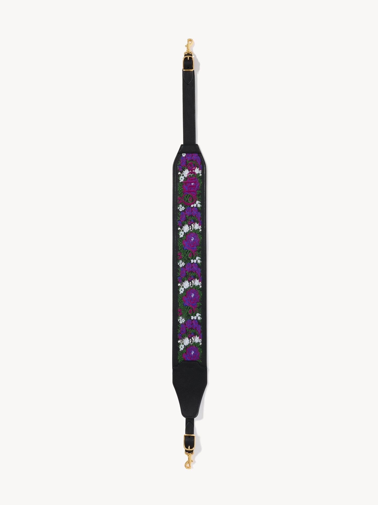Grained leather strap with roses embroidery - 1.0