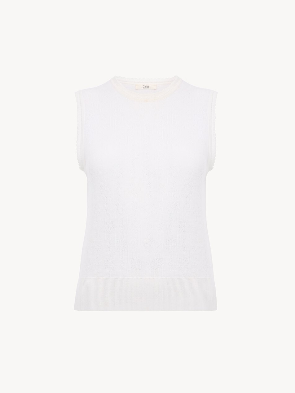Pull sans manches en maille de laine
