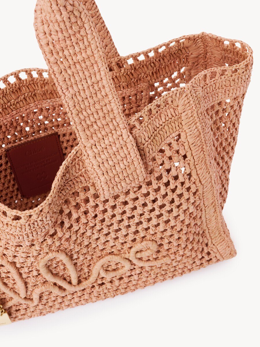 Summer Banana east-west tote bag in raffia - 5