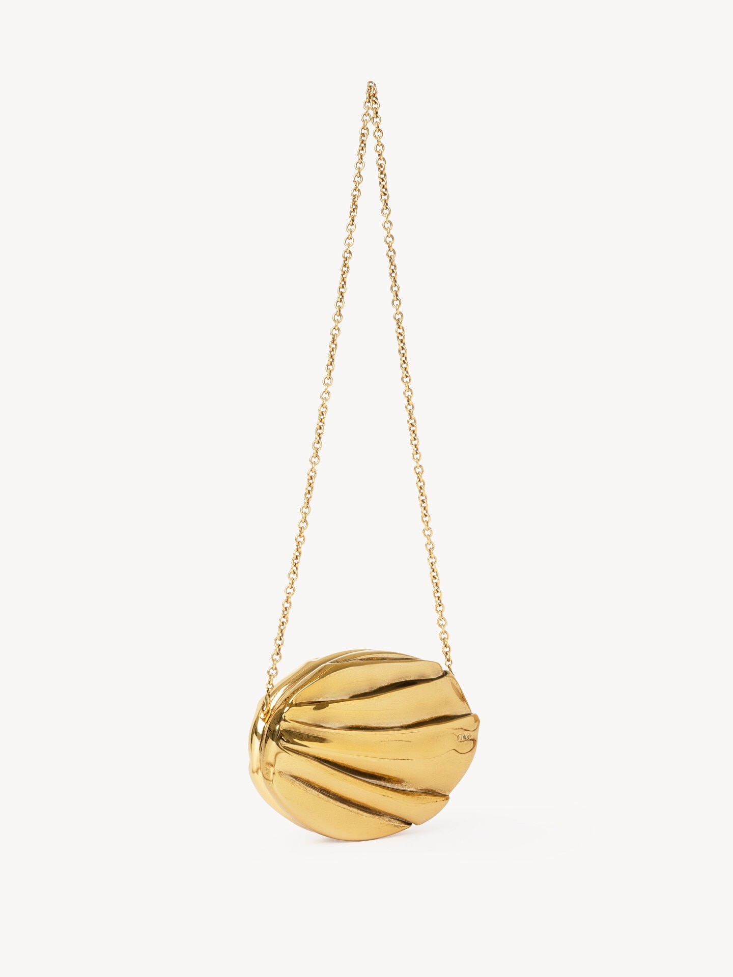 Chlo&eacute; Pliss&eacute; minaudi&egrave;re with chain in copper & brass - 4