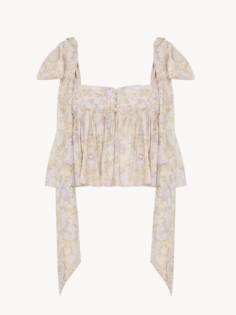 Knotted-strap cropped top in soft cotton