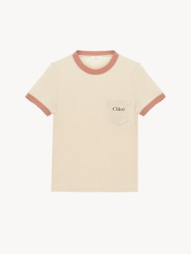 Camiseta de cuello redondo con logotipo de jersey de algod&oacute;n - 1