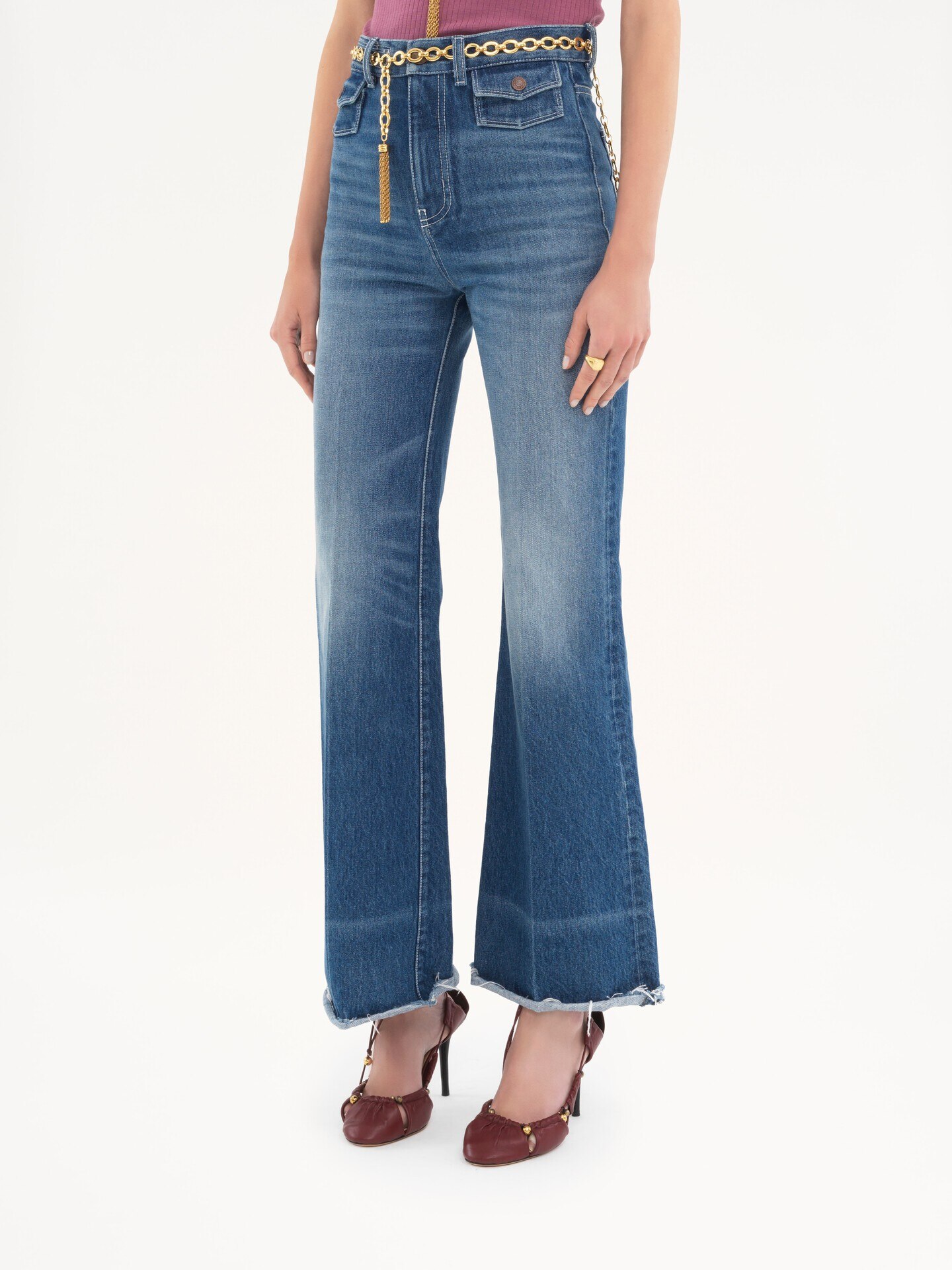 High-rise flare jeans in denim - 4