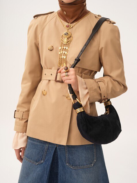 Mini sac hobo Bracelet bag en cuir velours