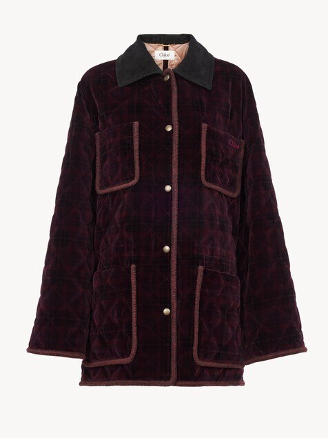 Padded short coat in check cotton