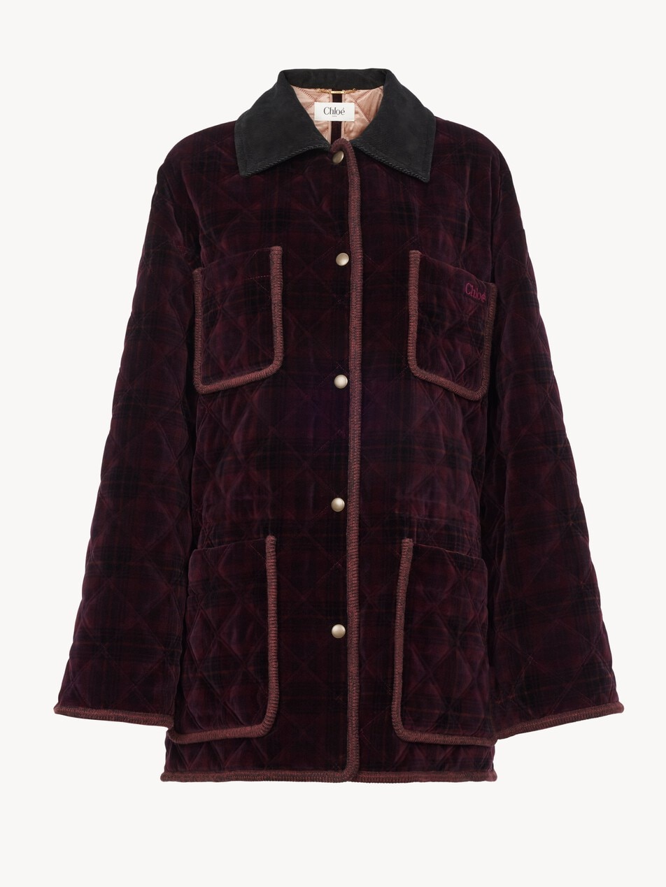 Padded short coat in check cotton