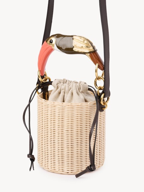 Bolso saco Chlo&eacute; Tropicus de mimbre