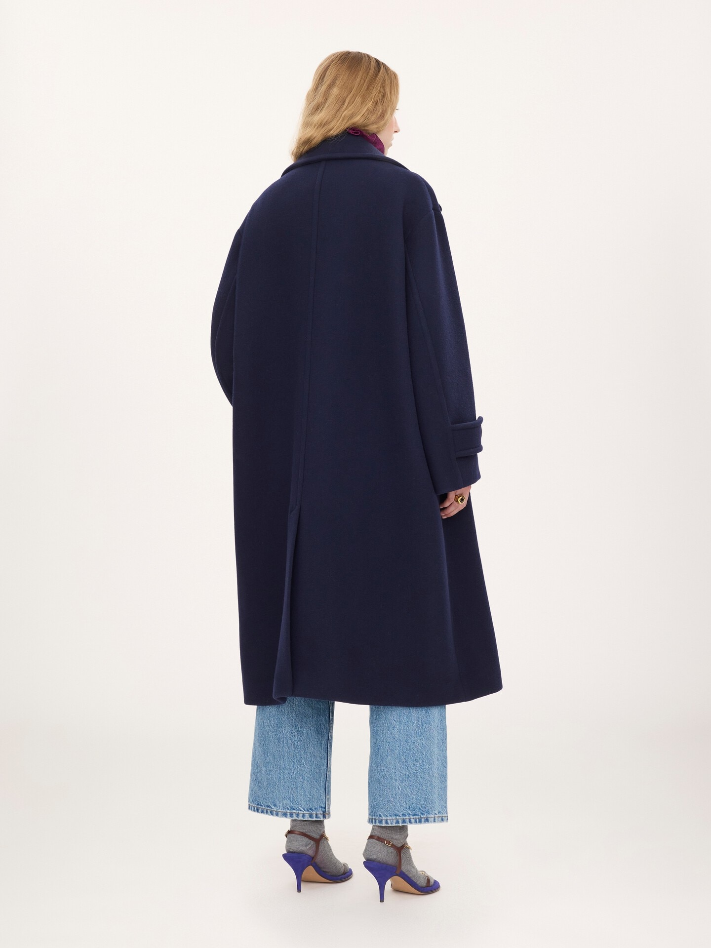 Double-breasted oversized long coat in wool - 5.0