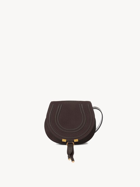 Small Marcie saddle bag in suede leather