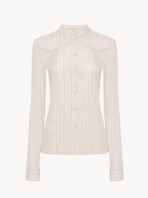 Fitted blouse in silk poplin