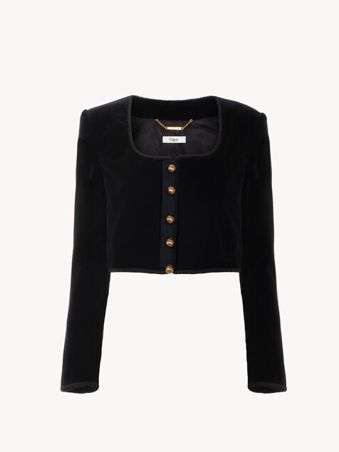 Chaqueta Spencer cropped de terciopelo