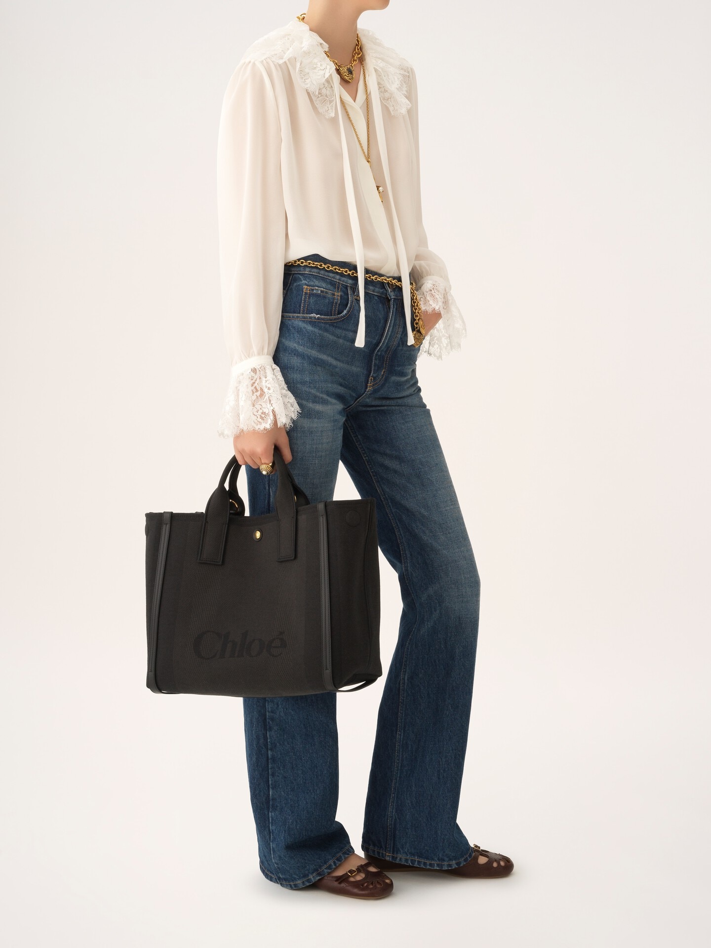 キャンバス製Chloé Carryトートバッグ 黒 - Chloé