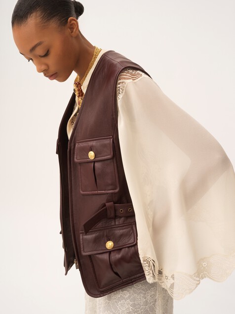 Utilitarian vest in leather