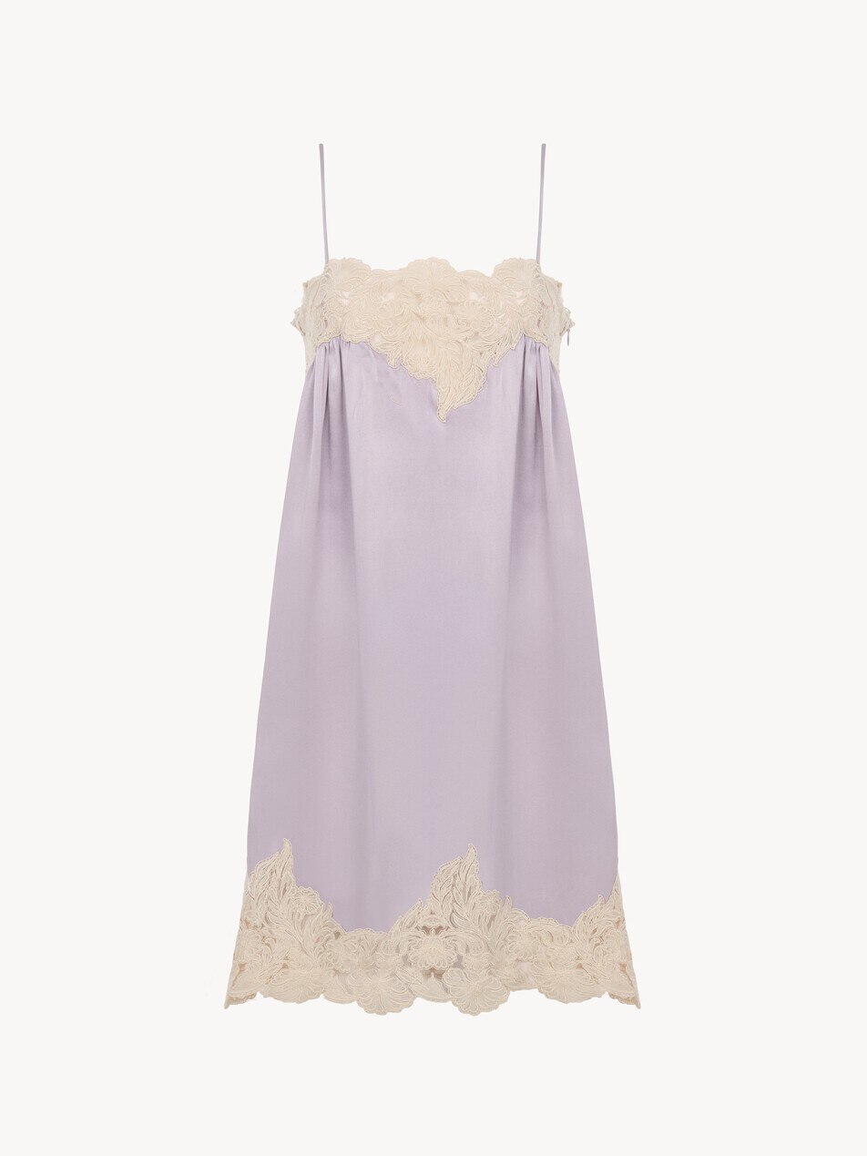 Thin-strap mini dress in washed silk satin - Packshot