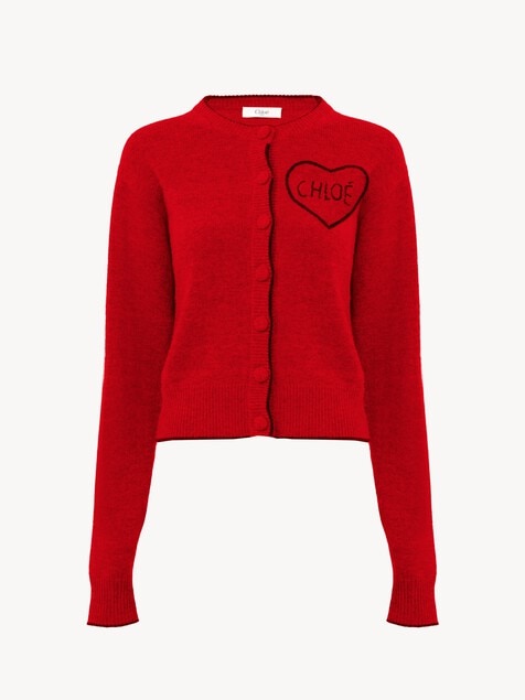 Cardigan aderente con logo in maglia di lana e cashmere