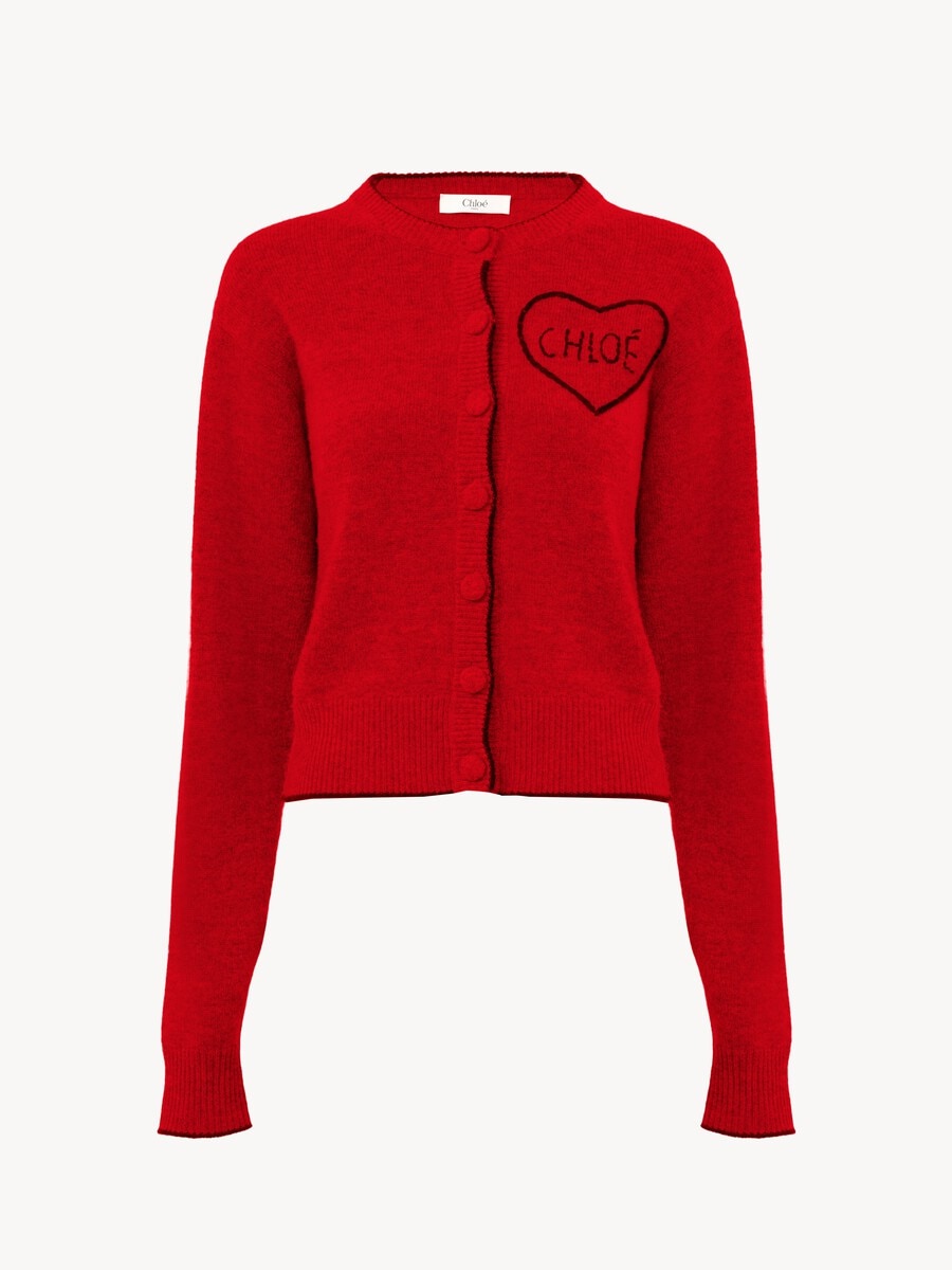 Cardigan aderente con logo in maglia di lana e cashmere - 2