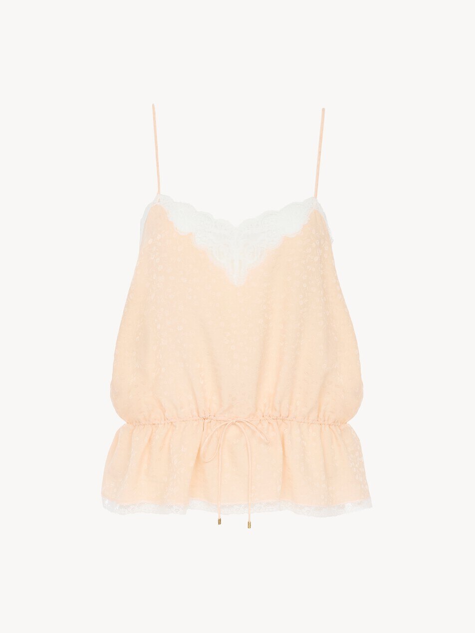 Camisole top in silk jacquard & lace - Packshot