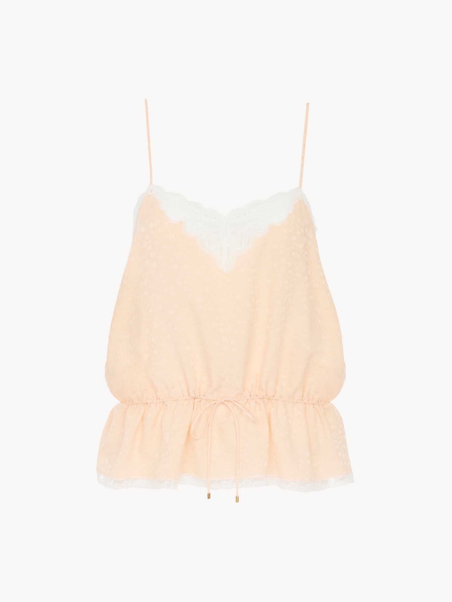 Cropped collarless jacket in linen cr&ecirc;pe - 1