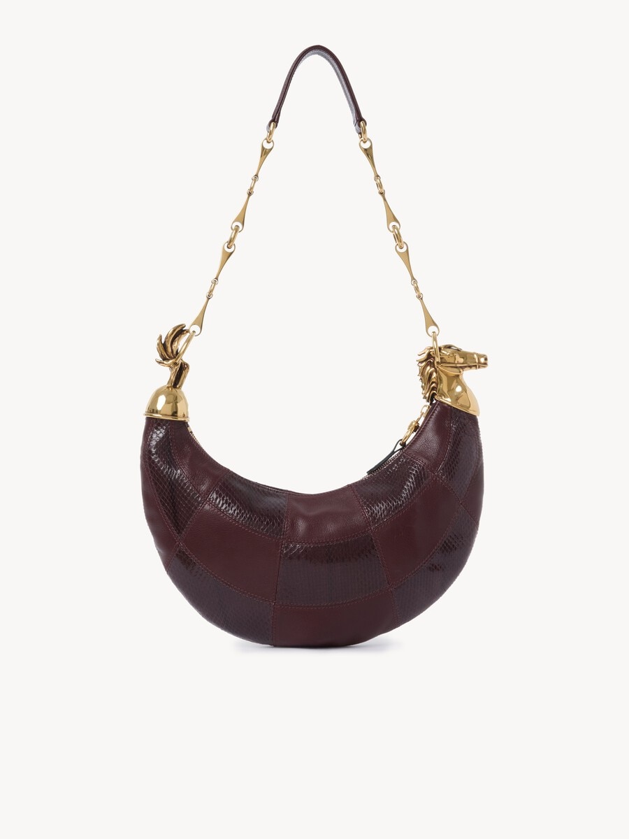 Chain Horse shoulder bag in grained leather & snakeskin - 4