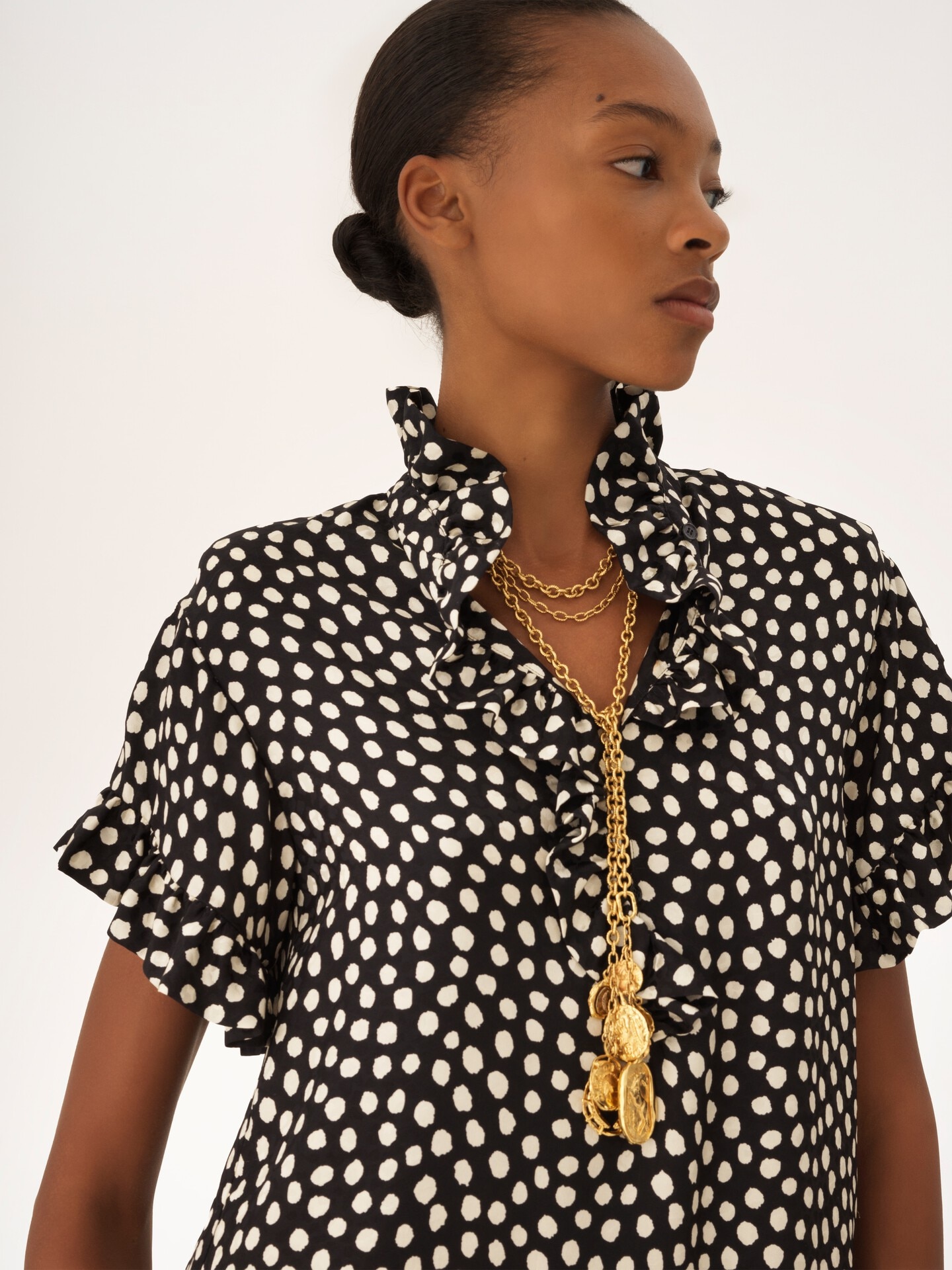 Short-sleeve mini dress in silk jacquard - 8