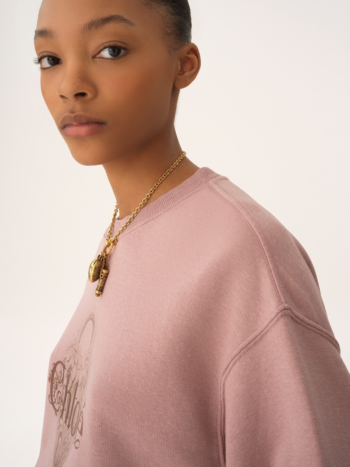 Sweat oversize en molleton chin&eacute; &agrave; logo - 5