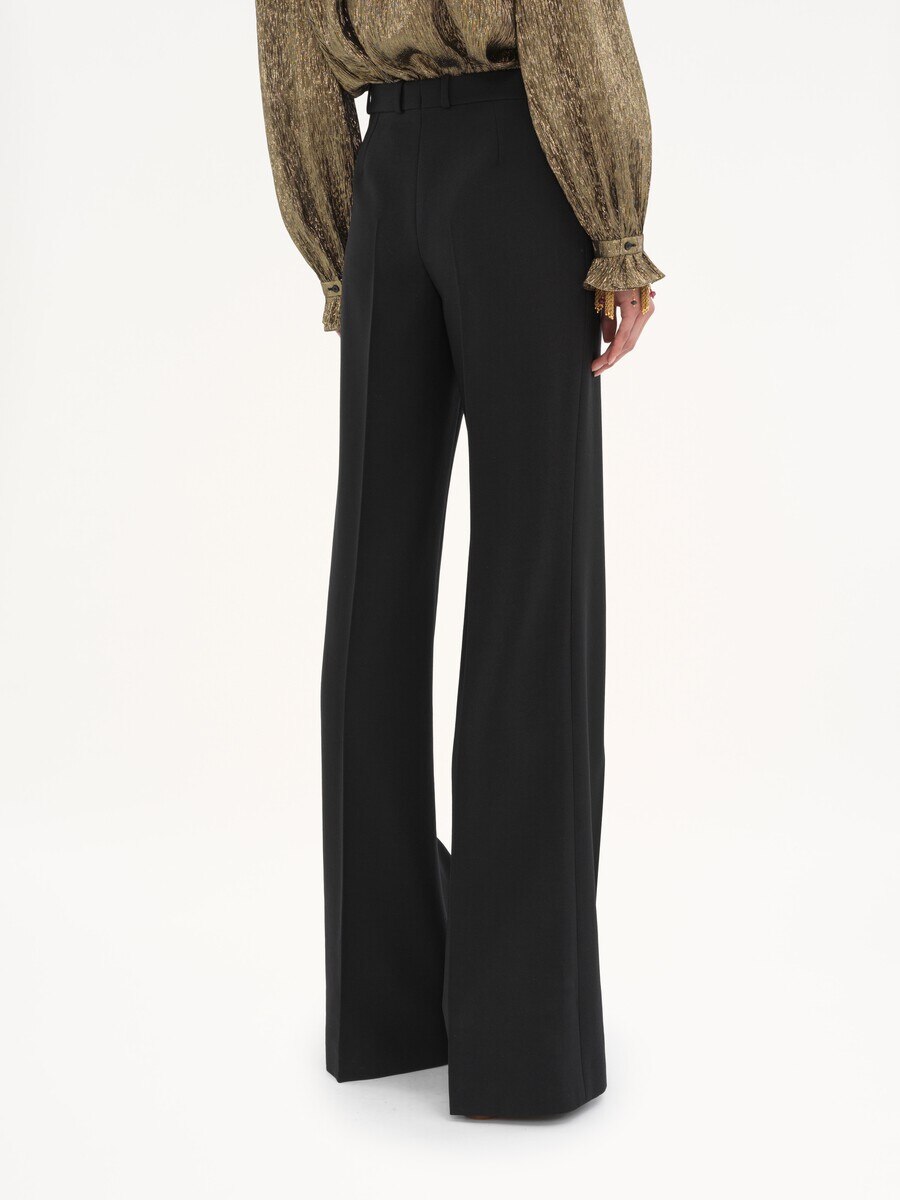 Pantalon tailleur &eacute;vas&eacute; en laine grain de poudre - 5