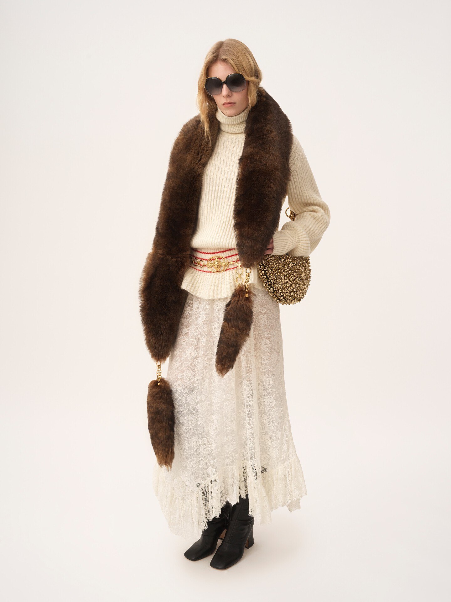 Oversized logo turtleneck sweater in a wool & mohair knit - 3