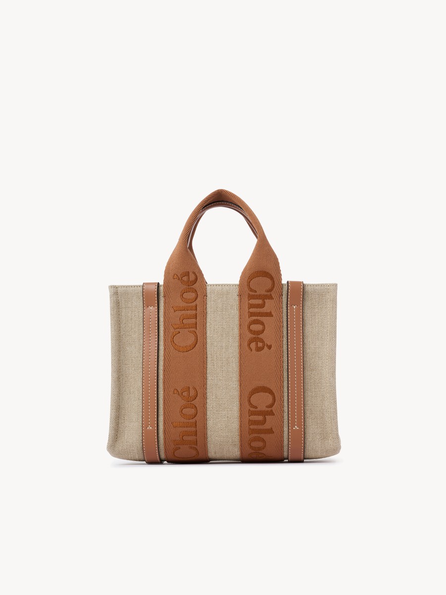 Small Woody tote bag in linen - 4