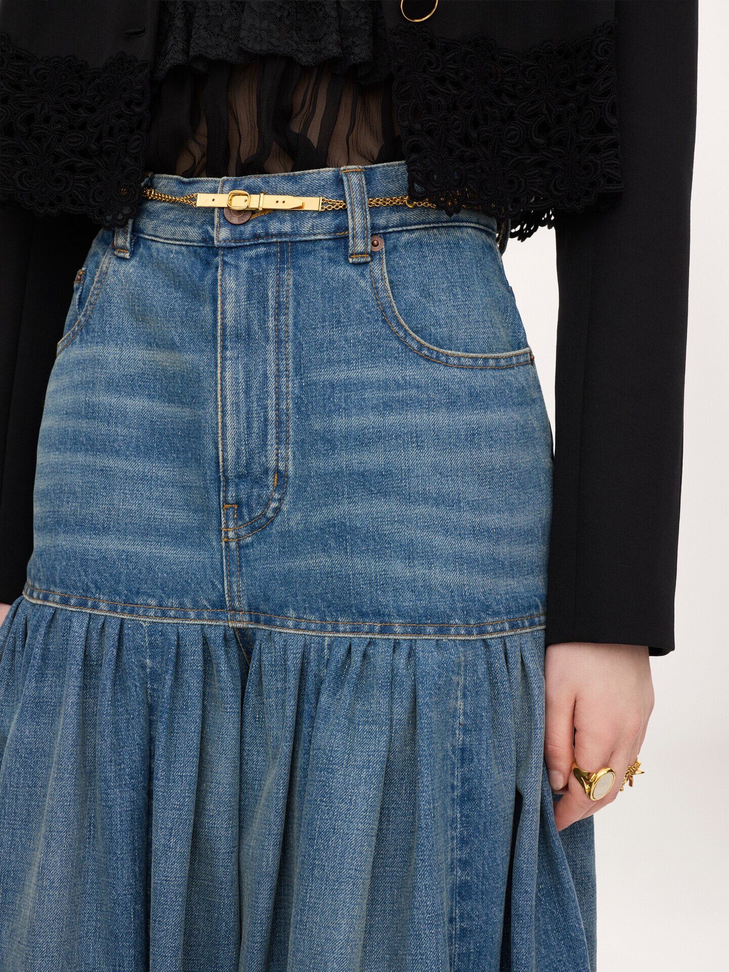Jean ballon taille haute en denim - 8