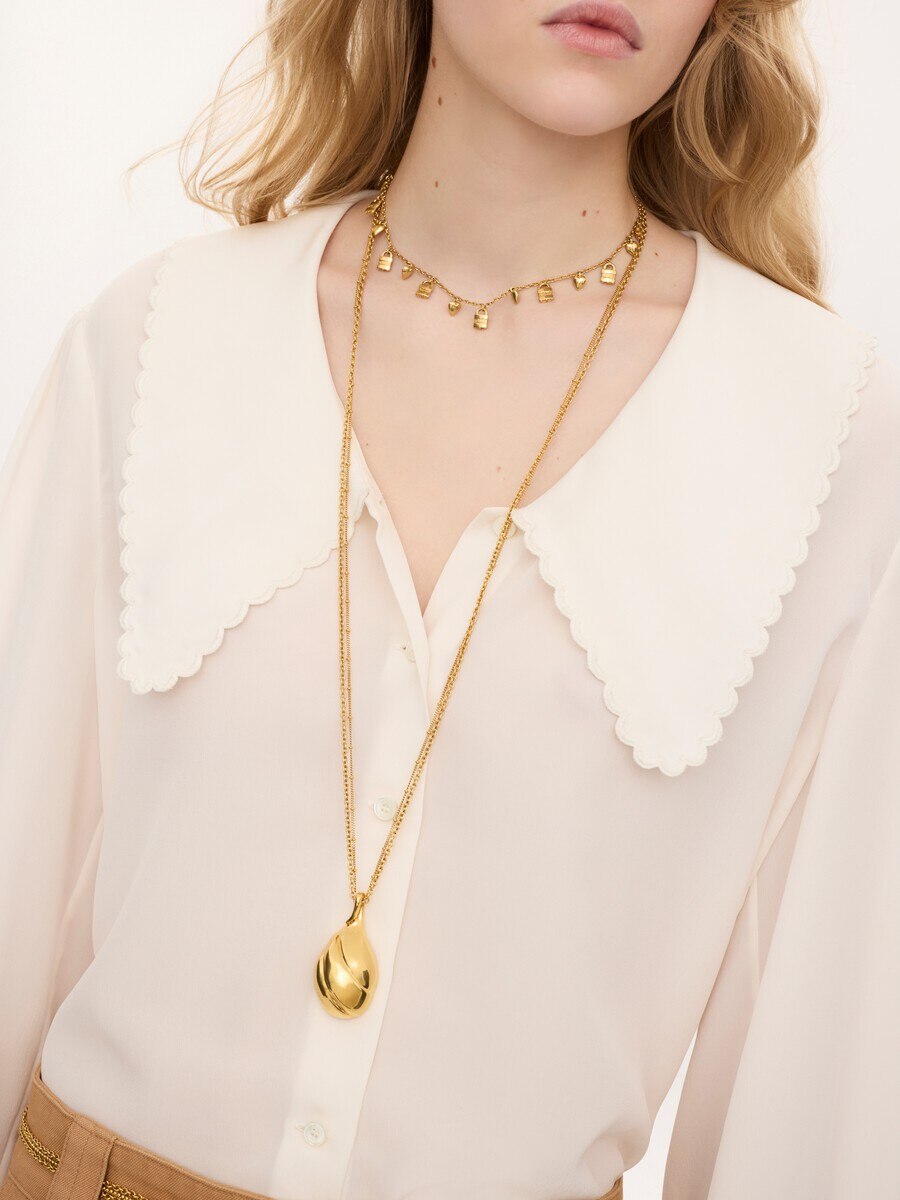 Puff-sleeve blouse in cr&ecirc;pe de chine - 6