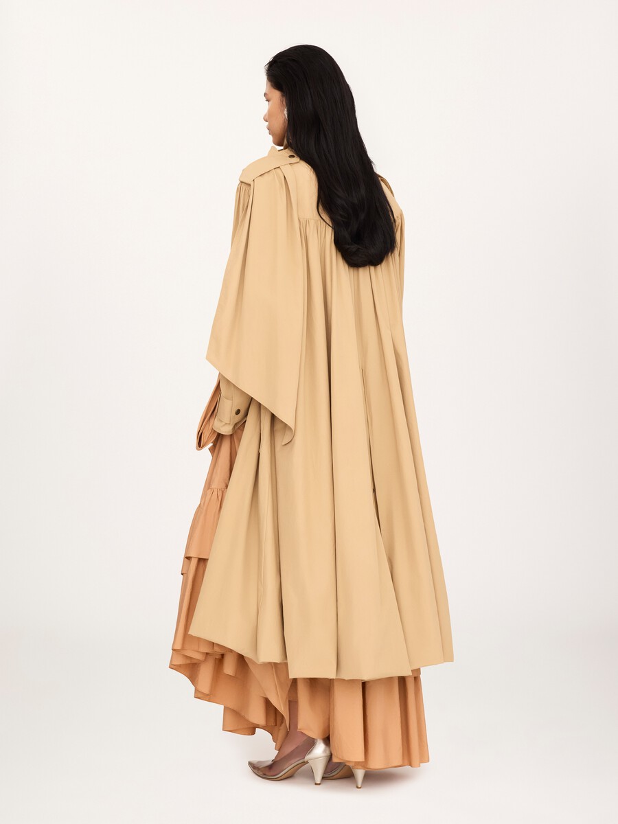 High-neck scarf trench coat in cotton poplin - 4