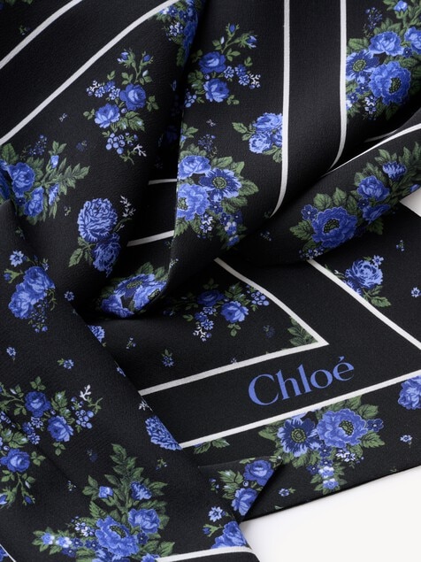 Pa&ntilde;uelo bandeau Chlo&eacute; Folk de crep&eacute; de seda