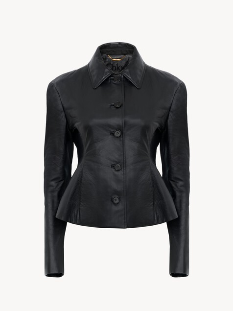 Fitted tailored jacket in leather