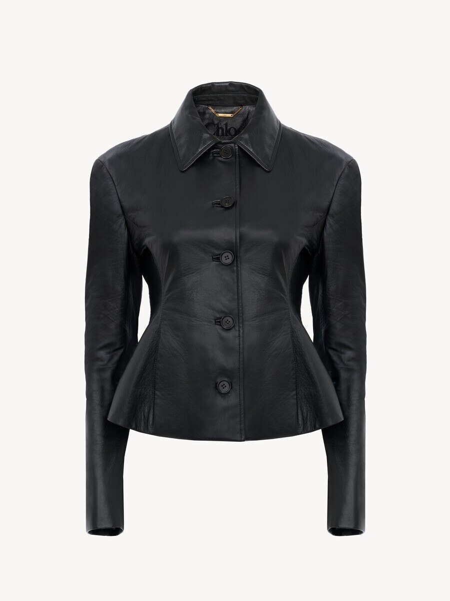 K&ouml;rperbetonte Jacke aus Leder - 2