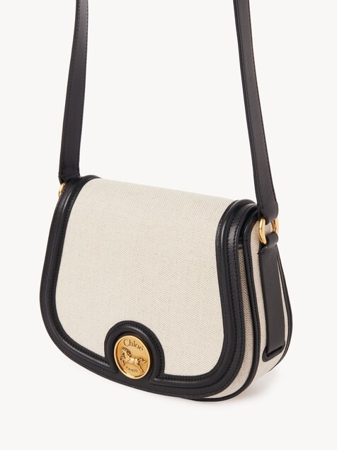 Sac &agrave; bandouli&egrave;re Horse Medal en toile et cuir grain&eacute;