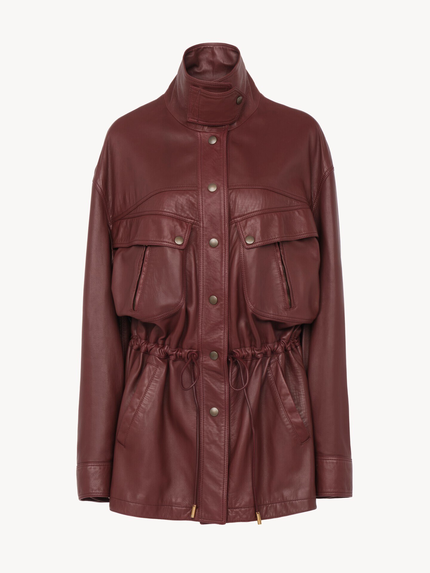 High-neck parka in leather - 2
