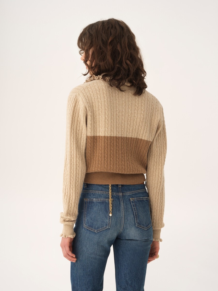 Pull col volant&eacute; en maille de laine et cachemire - 5