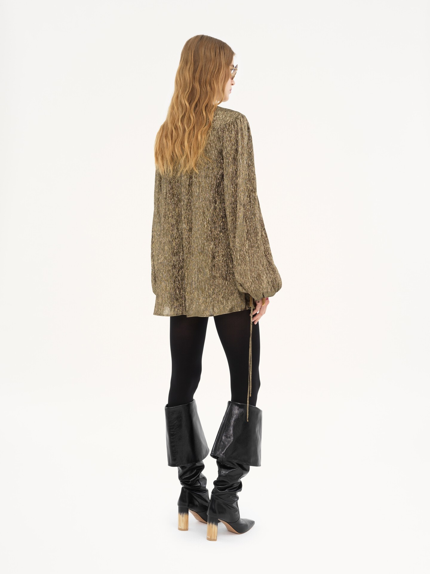 Gathered mini dress in silk crêpon - 5