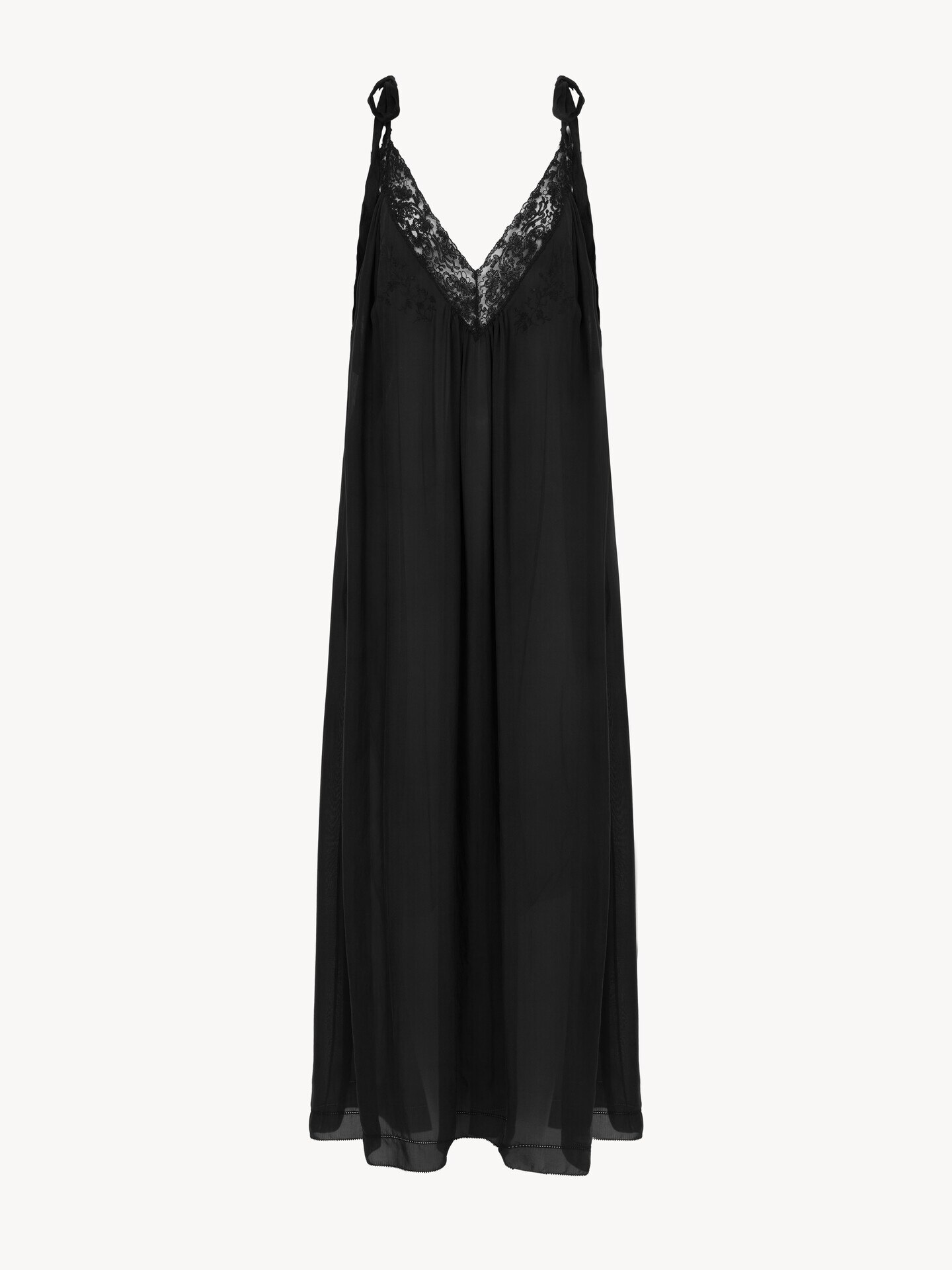 Langes Slipkleid aus Seiden-Charmeuse und Spitze - 1