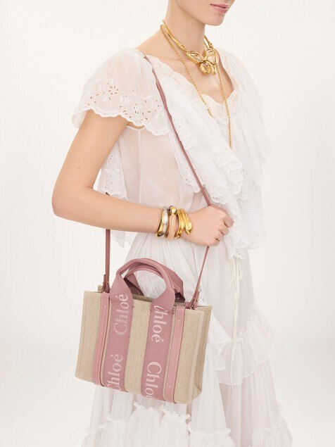 Small Woody tote bag in linen