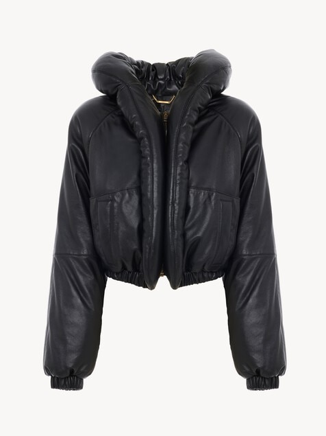 Kurze Steppjacke aus Leder