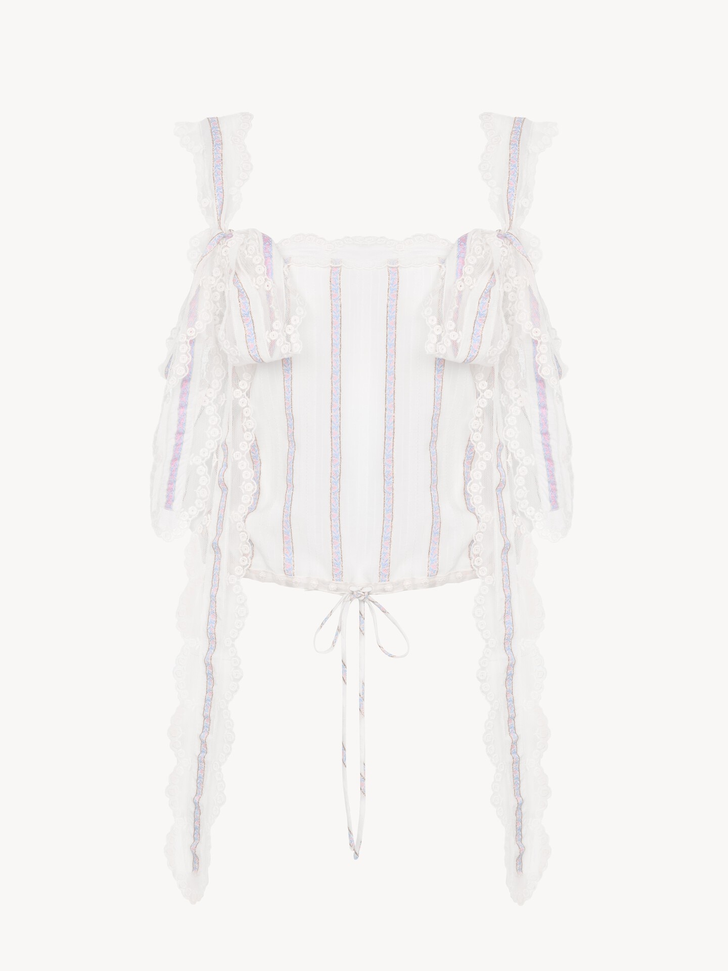 Cropped top in silk lurex jacquard & lace - 2.0